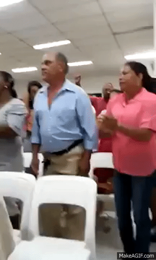 Homem dança forró na igreja on Make a GIF