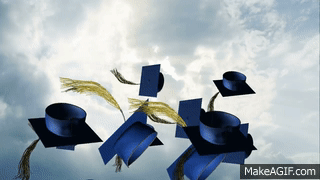 Grad Cap Toss Blue Video Background on Make a GIF