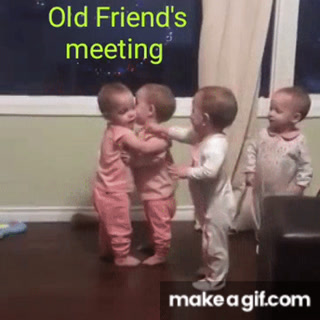 Old friends meet after long time (funny video) on Make a GIF