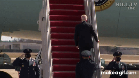 BREAKING: President Joe Biden FALLS multiple times while boarding Air Force  One on Make a GIF