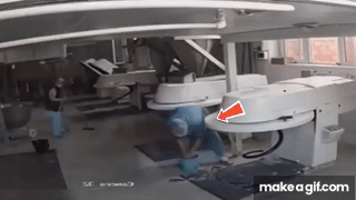 He approached carelessly... and the machine suddenly started working ...
