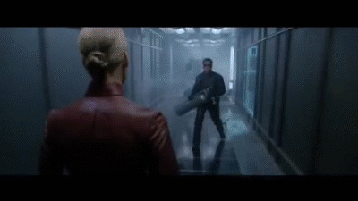 Terminator 3 - T-X & T-850 fight on Make a GIF
