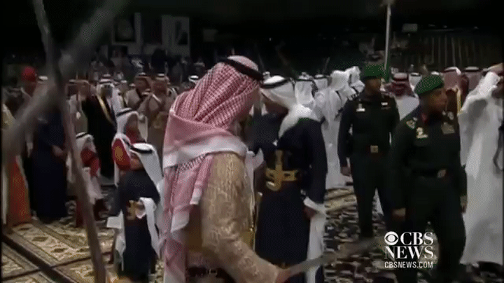 Prince Charles in traditional Saudi sword dance on Make a GIF
