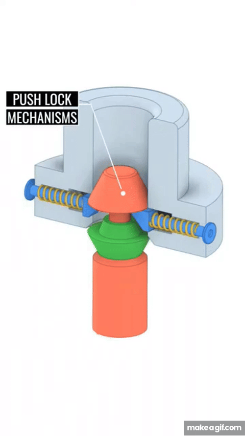 Push Lock Mechanism in SolidWorks | Complete Design & Working on Make a GIF