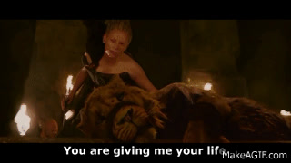 chronicles of narnia::Narnia aslan arives at the stone table and dies on  Make a GIF