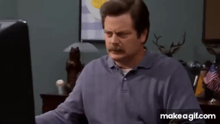 ron swanson Throw Computer in Trash Meme on Make a GIF