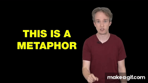 GIF of Tom Scott angrily gesturing in front of large blinking text reading "THIS IS A METAPHOR" (from his video "1,204,986 Votes Decided: What is the Best Thing?"