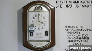 RHYTHM スモールワールドM497 4MH497RH23 からくり時計 on Make a GIF