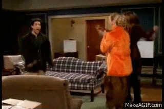 Ross' excited jump on Make a GIF