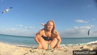 Beach Yoga Fail on Make a GIF
