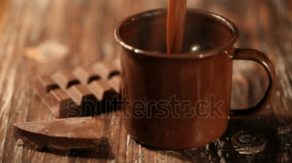 Pouring Hot Chocolate Thermos Mug On Stock Photo 96747136