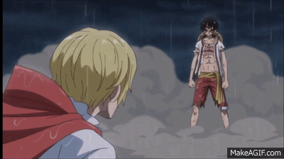 One Piece 5 Luffy Punches Sanji Cries On Make A Gif