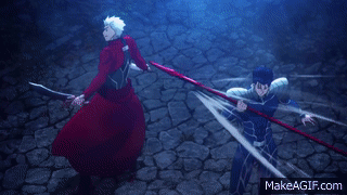 Fate/stay night: Unlimited Blade Works S2 - Lancer vs Archer on Make a GIF