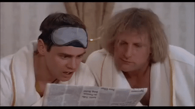 Image result for dumb and dumber reading gif