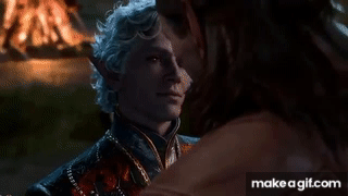 Astarion and Halsin kiss