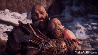 God Of War Kratos Threw Branch To Baldur GIF
