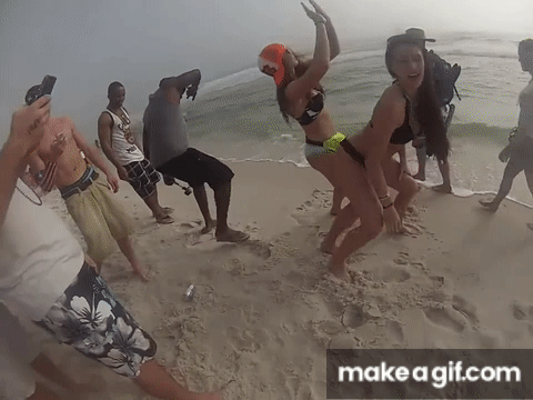 black guy spanks white college girl on spring break a second time on Make a  GIF