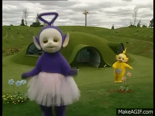 Teletubbies: Taking turns to wear the skirt on Make a GIF
