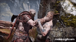 God Of War Stranger Baldur Punched Kratos GIF