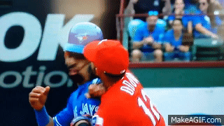 Bautista vs Odor fight (Blue Jays vs Texas Rangers) on Make a GIF