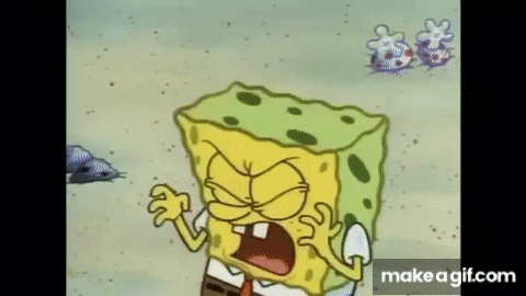 Spongebob- Patrick puts fish hooks in his mouth and sits on them on Make a  GIF
