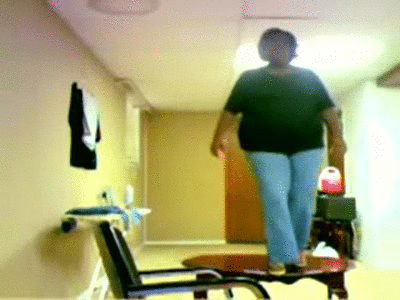 fat person falling on Make a GIF