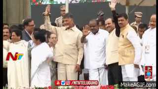 AP CM Chandrababu Naidu Participated in HD Kumaraswamy Swearing in Ceremony  | Vidhana Soudha | NTV on Make a GIF