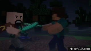 Notch Vs Herobrine Minecraft Fight Animation On Make A Gif