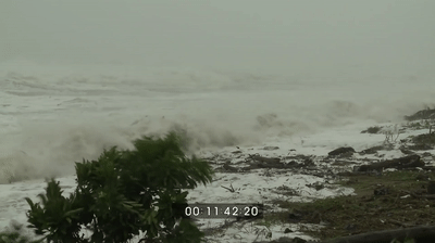 Dangerous Storm Surge, Huge Waves Super Typhoon Usagi Stock Footage ...