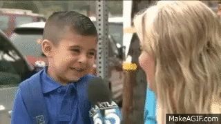 image depicting a child beginning by bravely laughing but immediately turning into crying