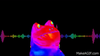 dancing rainbow frog gif