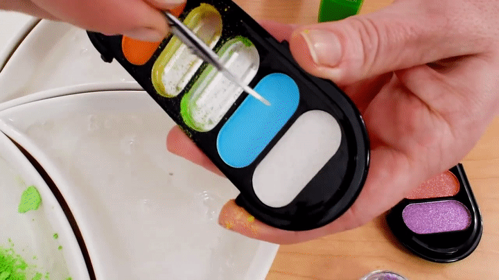 Rainbow Mixing Makeup Eyeshadow Into Slime Special Series 96 Satisfying Slime Video On Make A Gif