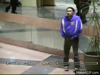 Guy goes poo in a plant at the mall on Make a GIF