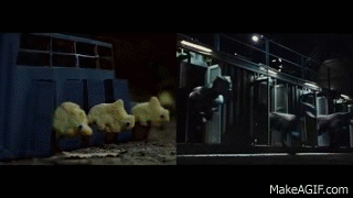 Jurassic Park vs Jurassic Pork (A side by side comparison) on Make a GIF