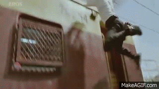 Shahrukhs amazing train stunt - RA.One on Make a GIF