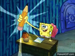 spongebob writing an essay gif
