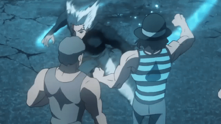One Punch Man Garou Uses Water Stream Rock Smashing Fist Against The Tanktop Army On Make A Gif