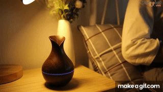 Wood Cool Mist Humidifier Aroma Essential Oil Diffuse LED light on Make a  GIF