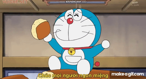Doraemon có thể ăn hết bánh rán khổng lồ trong vòng vài giây on Make a GIF