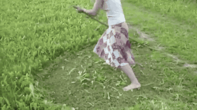 Scything with a single grip snath. [video] on Make a GIF