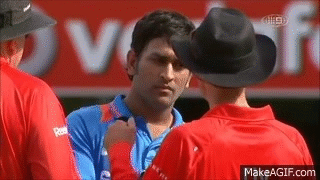 Mahendra singh Dhoni fight with Third Umpire Wrong Decision - M S Dhoni  Rocks!!! on Make a GIF