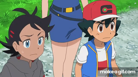 Pokemon Master Journeys Screenshot - Goh, Ash & Officer Jenny's Legs on ...