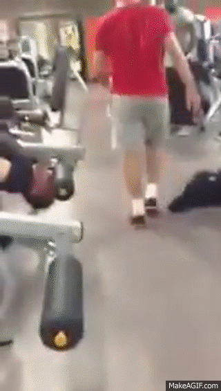 Fail! Crazy guy doing neck exercise on leg extension machine WTF!! on Make  a GIF