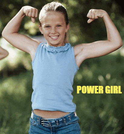 Little girl flexing her muscles on Make a GIF