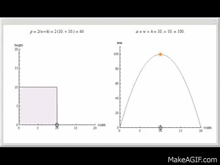 Maximizing the Area of a Rectangle with Fixed Perimeter on Make a GIF