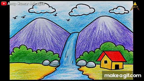 Simple rules for drawing village scenes for Beginners 💖💖Village Scenery  Drawing with Pencil - … | Village scene drawing, Scenery drawing for kids,  Village drawing