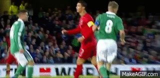Football GIF: Cristiano Ronaldo Toys With Northern Ireland's Steven Davis  At Windsor Park