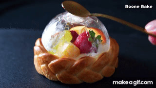 달고나 대신 스노우 볼 과일 타르트 Snowglobe shape Fruit Tart instead of Dalgona / Vanilla  Crème Diplomate l 컵 계량 on Make a GIF