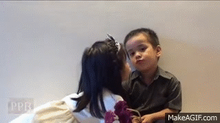 Cute, funny kids love and kiss on Make a GIF