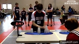New cup stacking world record! (People are Awesome) on Make a GIF